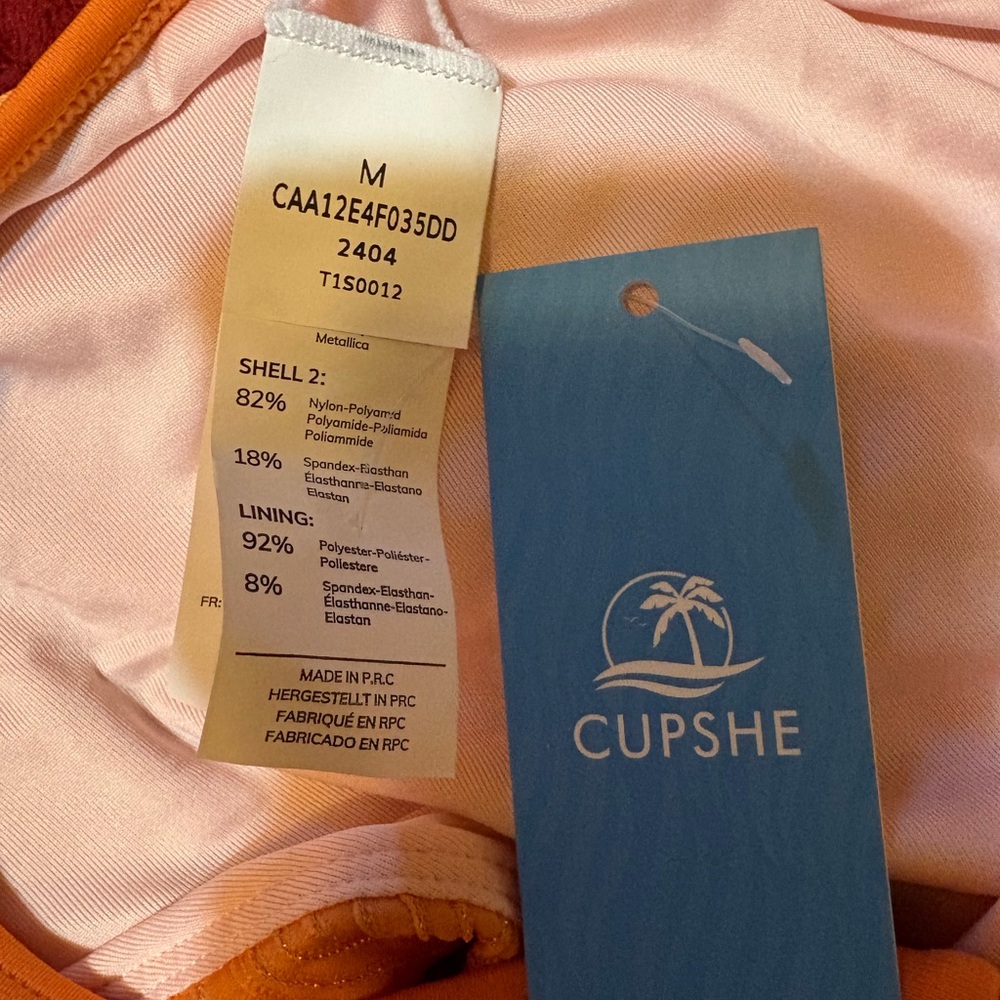 Cupshe Coral Lurex One-Shoulder One Piece Swimsuit - Picture 5 of 5